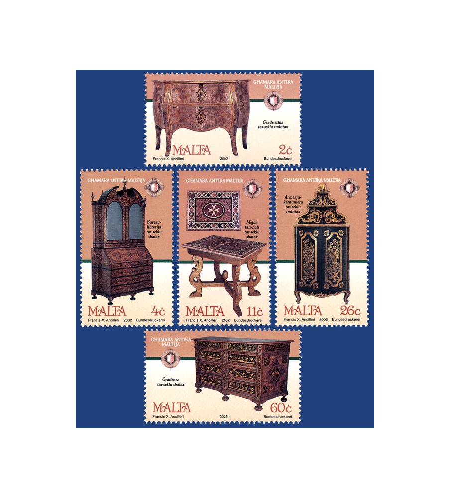 2002 Mar 27 MALTA STAMPS ANTIQUE MALTESE FURNITURE IN MALTA