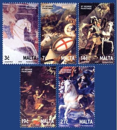 MALTA STAMPS ST. GEORGE PAINTINGS