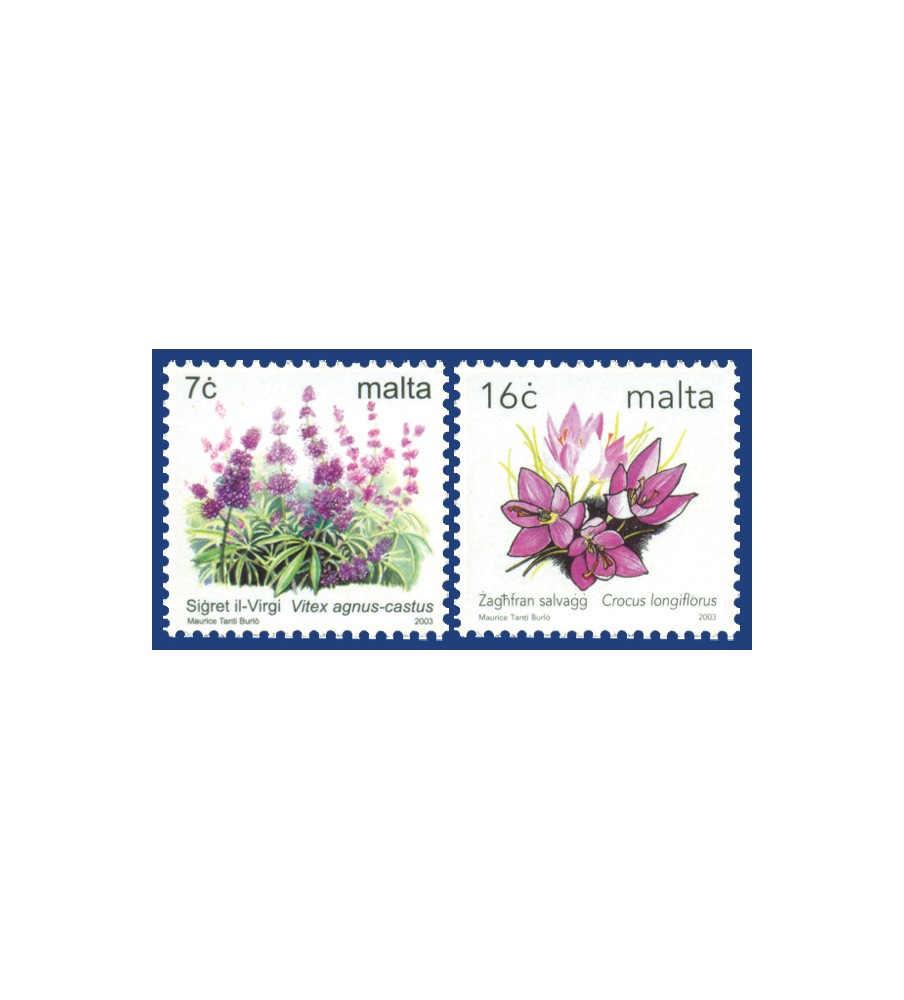 2003 Oct 22 MALTA STAMPS DEFINITIVE FLOWERS PARTIALLY IMPERFORATED, SELF ADHESIVE