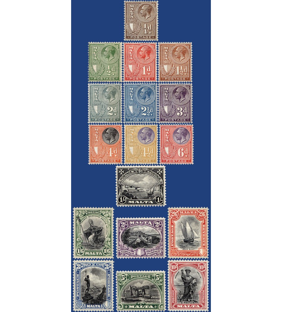 1926-1927 MALTA STAMPS DEFINITIVE INSCRIBED 'POSTAGE'