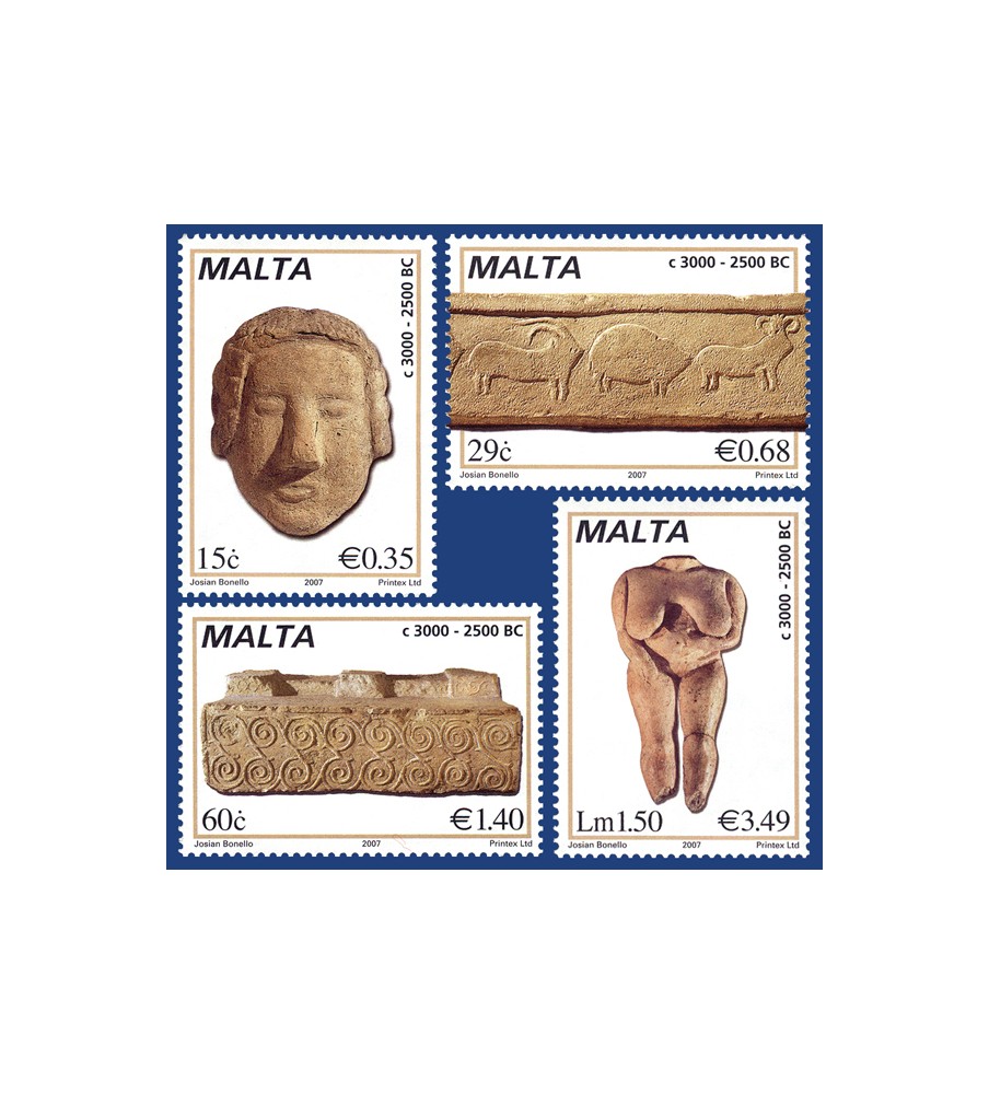 2007 Feb 28 MALTA STAMPS PREHISTORIC SCULPTURES