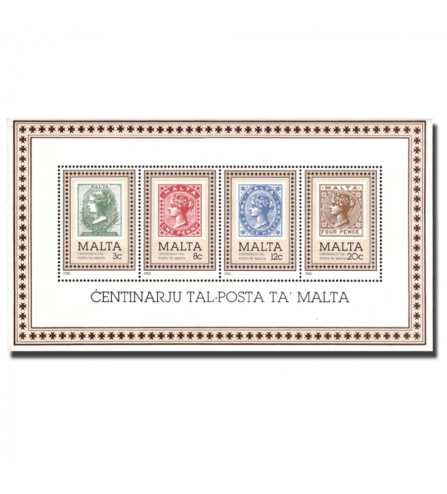 1985 Jan 02  MALTA MINIATURE SHEET CENTENARY OF THE POST OFFICE