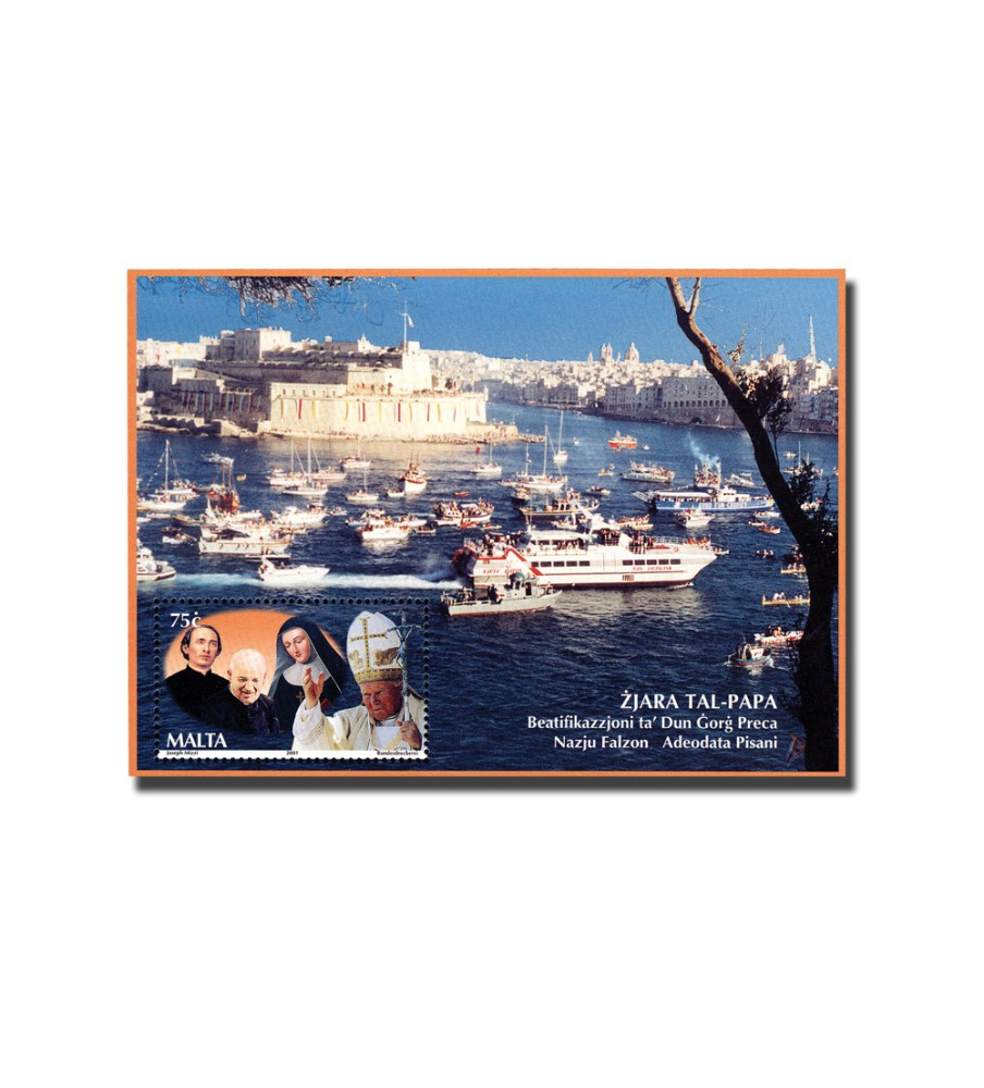 2001 May 04  MALTA MINIATURE SHEET POPE'S VISIT