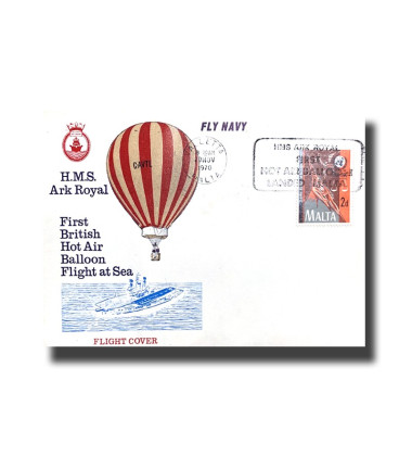 MALTA BALLOON FLIGHT 1ST BRITISH HOT AIR BALLOON FLIGHT AT SEA 29.11.70