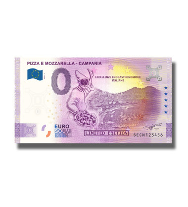 0 EURO SOUVENIR BANKNOTE PIZZA E MOZZARELLA CAMPANIA ITALY SECN 2020-1