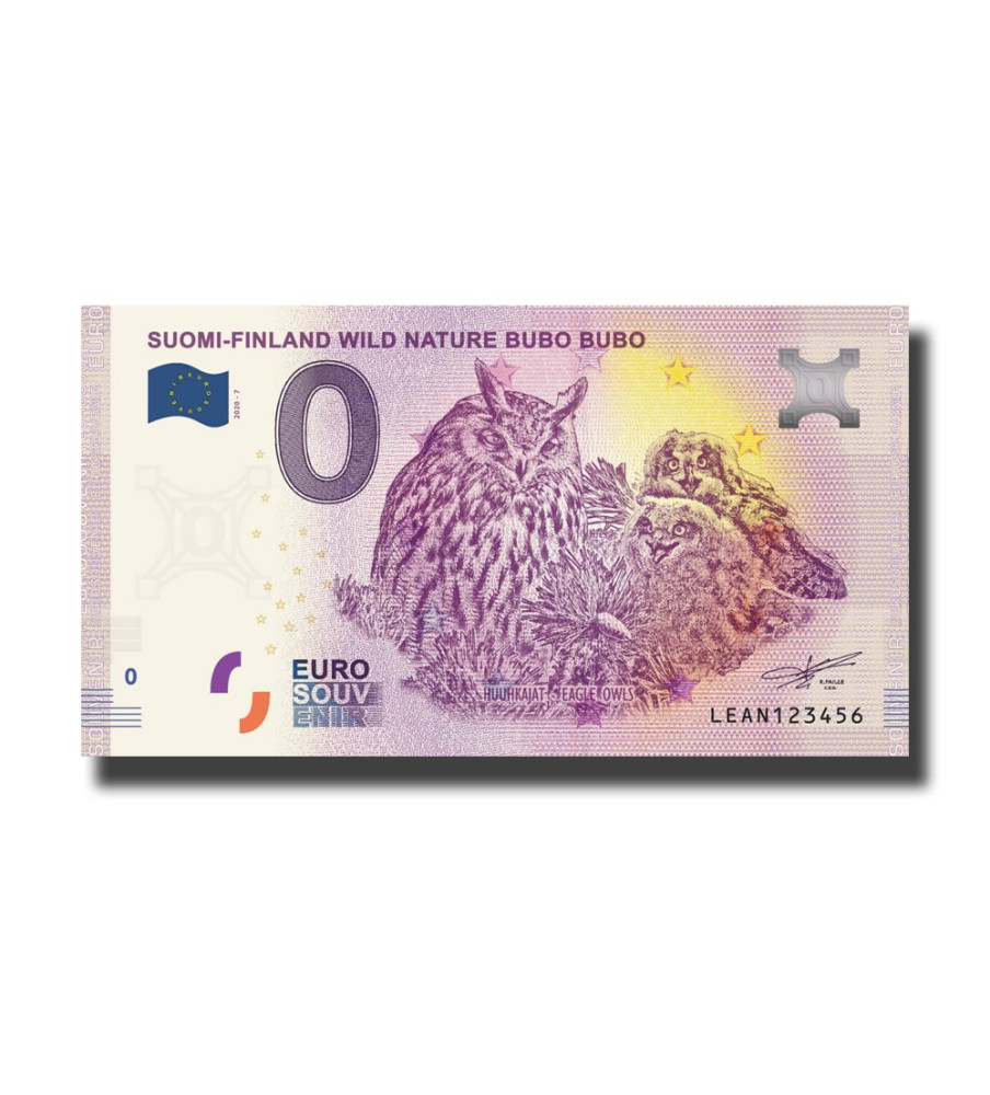 0 Euro Souvenir Banknote Wild Nature Bubo Bubo Finland LEAN 2020-7