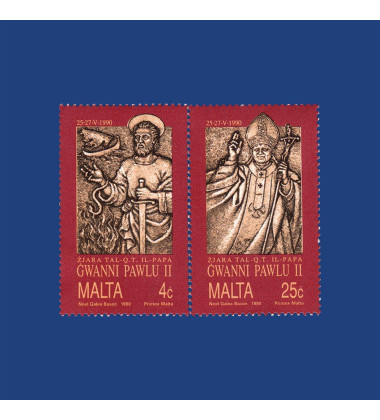 MALTA STAMPS VISIT BY H.H. POPE JOHN PAUL II - SE-TENANT PAIR