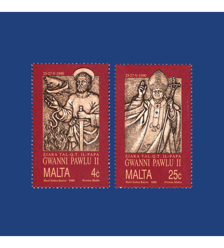 1990 May 25 MALTA STAMPS VISIT BY H.H. POPE JOHN PAUL II