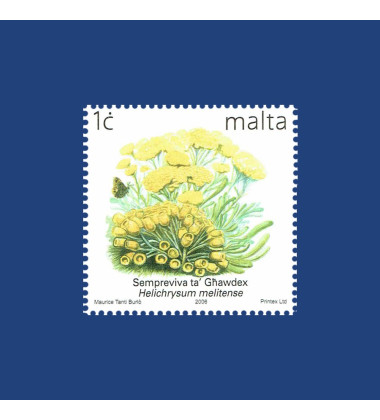 MALTA STAMPS DEFINITIVE FLOWERS RE-ISSUE 1C