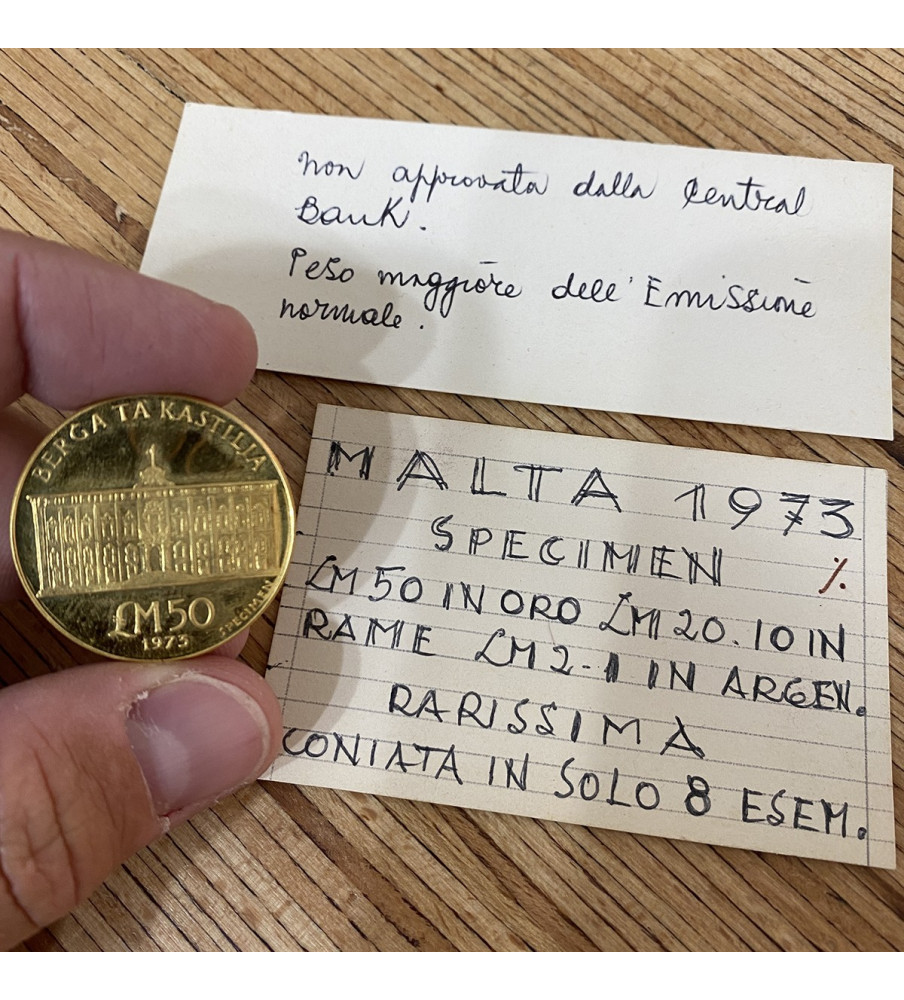 1973 Malta SPECIMEN Coin Set Not Approved Struck in Gold Silver Copper RARE