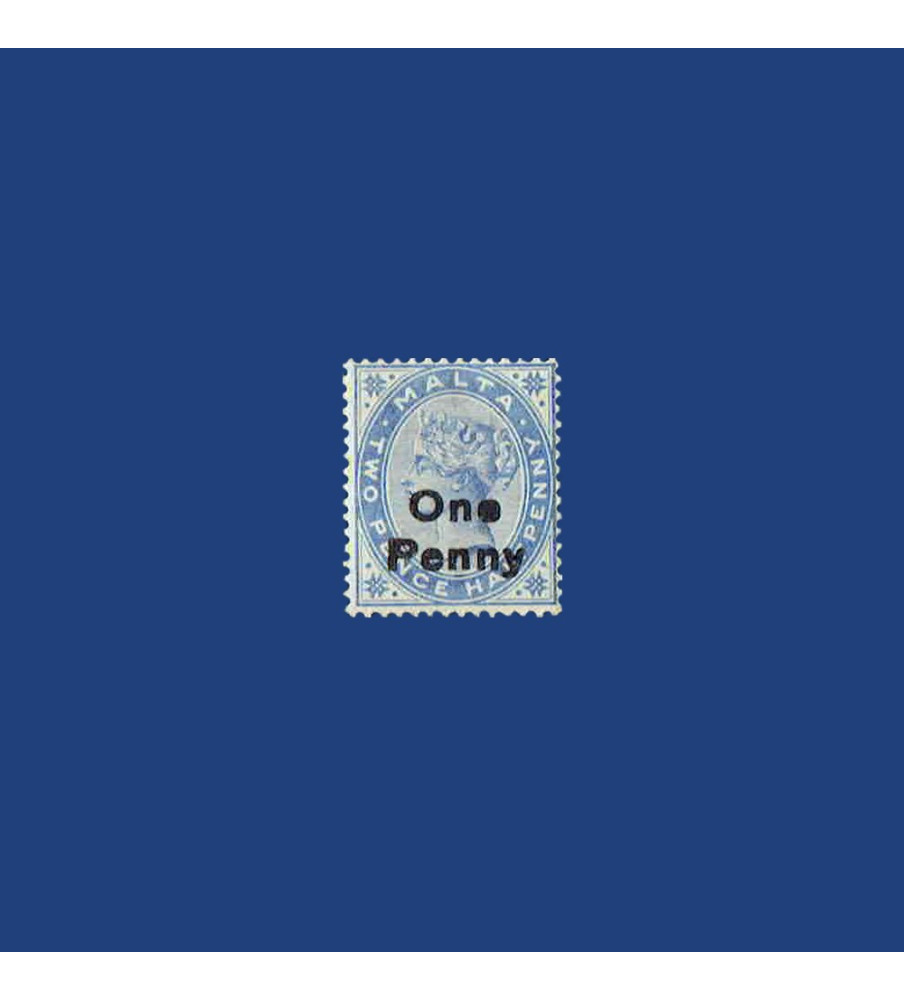 MALTA VARIETY STAMP QUEEN VICTORIA FILLED "E" IN OVERPRINT UNLISTED IN