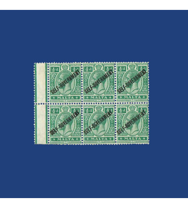 MALTA VARIETY STAMP BLOCK OF 6 DAMAGED PLATE "N" SG106