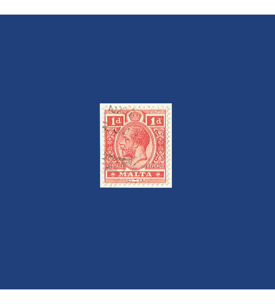 MALTA VARIETY STAMP KGV RED 1D VALUE SHOWING PLATE FLAW TO THE RIGHT