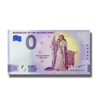 0 Euro Souvenir Banknote Monarchs of the Netherlands Beatrix PEAS 2020-8