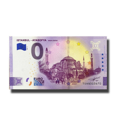 0 EURO SOUVENIR BANKNOTE ISTANBUL AYASOFYA TURKEY TUAQ 2020-2