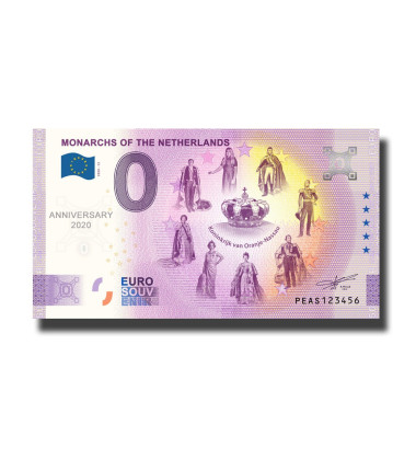 Anniversary 0 Euro Souvenir Banknote Monarchs Koninkrijk Van Oranje Nassau Netherlands PEAS 2020-12