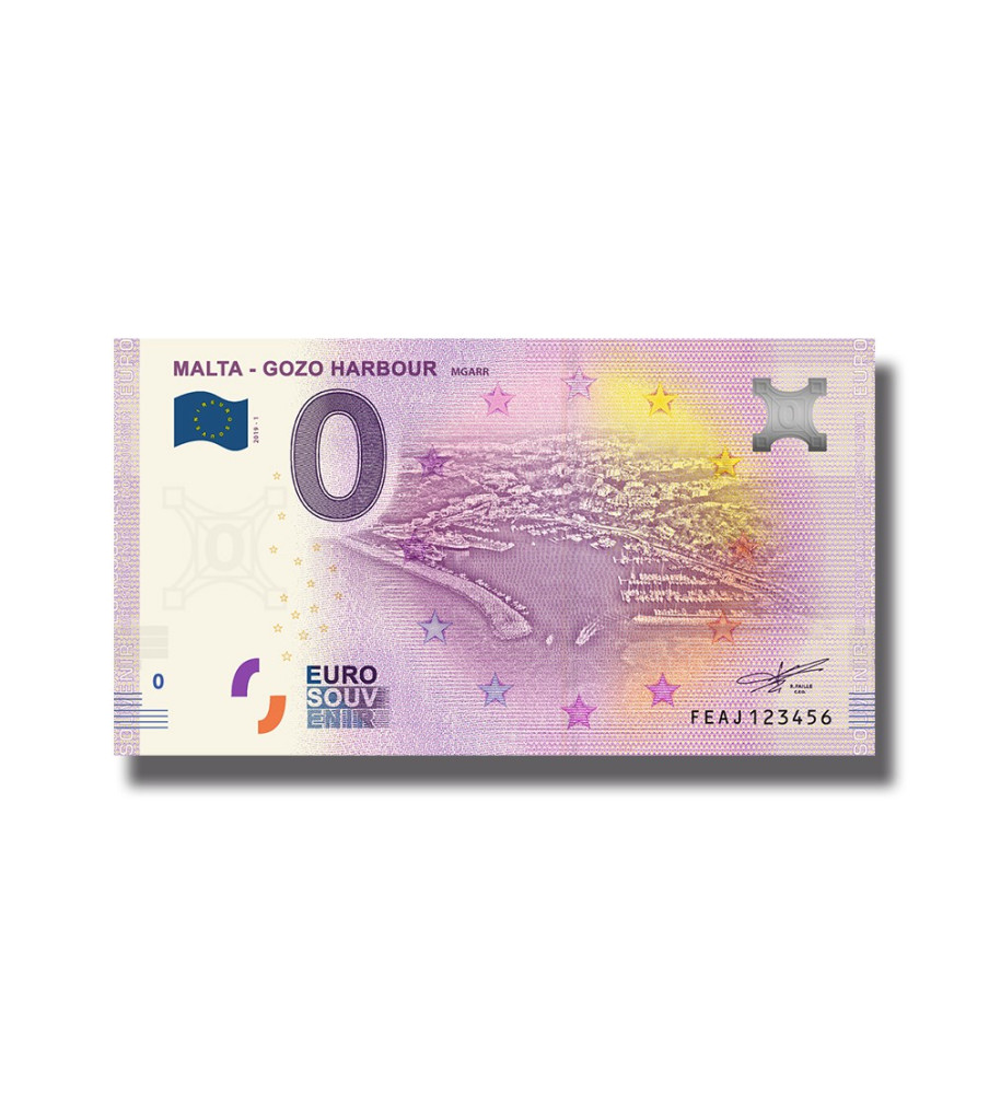 0 Euro Souvenir Banknote 000001-100 Malta Gozo Harbour Mgarr FEAJ 2019-1