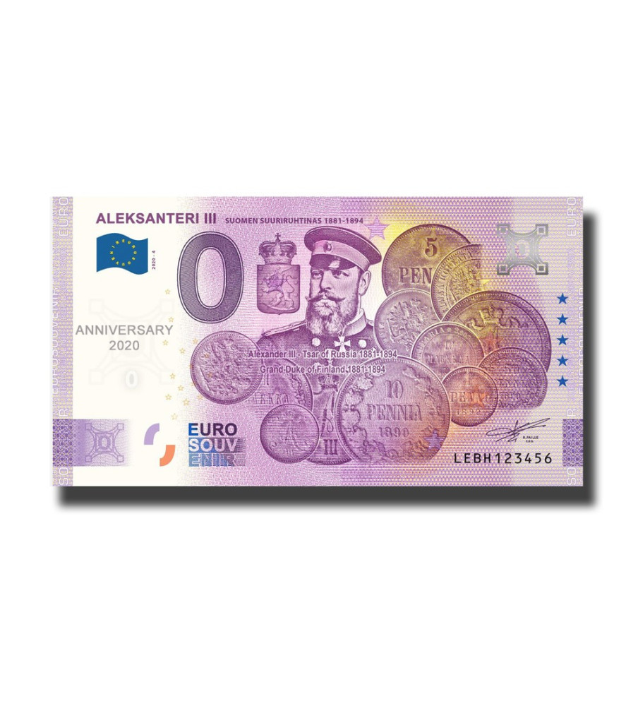 Anniversary 0 Euro Souvenir Banknote Aleksanteri III Finland LEBH 2020-4