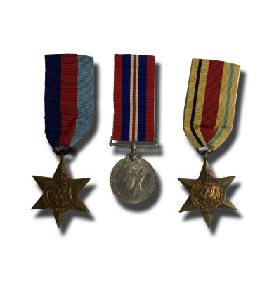 1943-45 WW2 Set of 3 Medals With Original Certificate and Ribbons