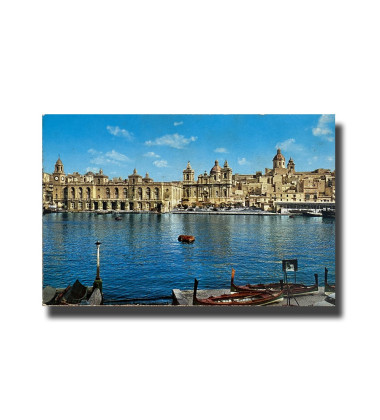 Malta Postcard Vittoriosa Wharf with St. Lawrence Church Kruger New Unused