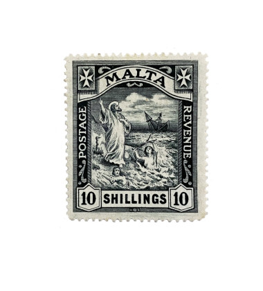 1919 Malta Stamp 10 Shillings St Pauls Shipwreck Rare Key Stamp Unused Mint