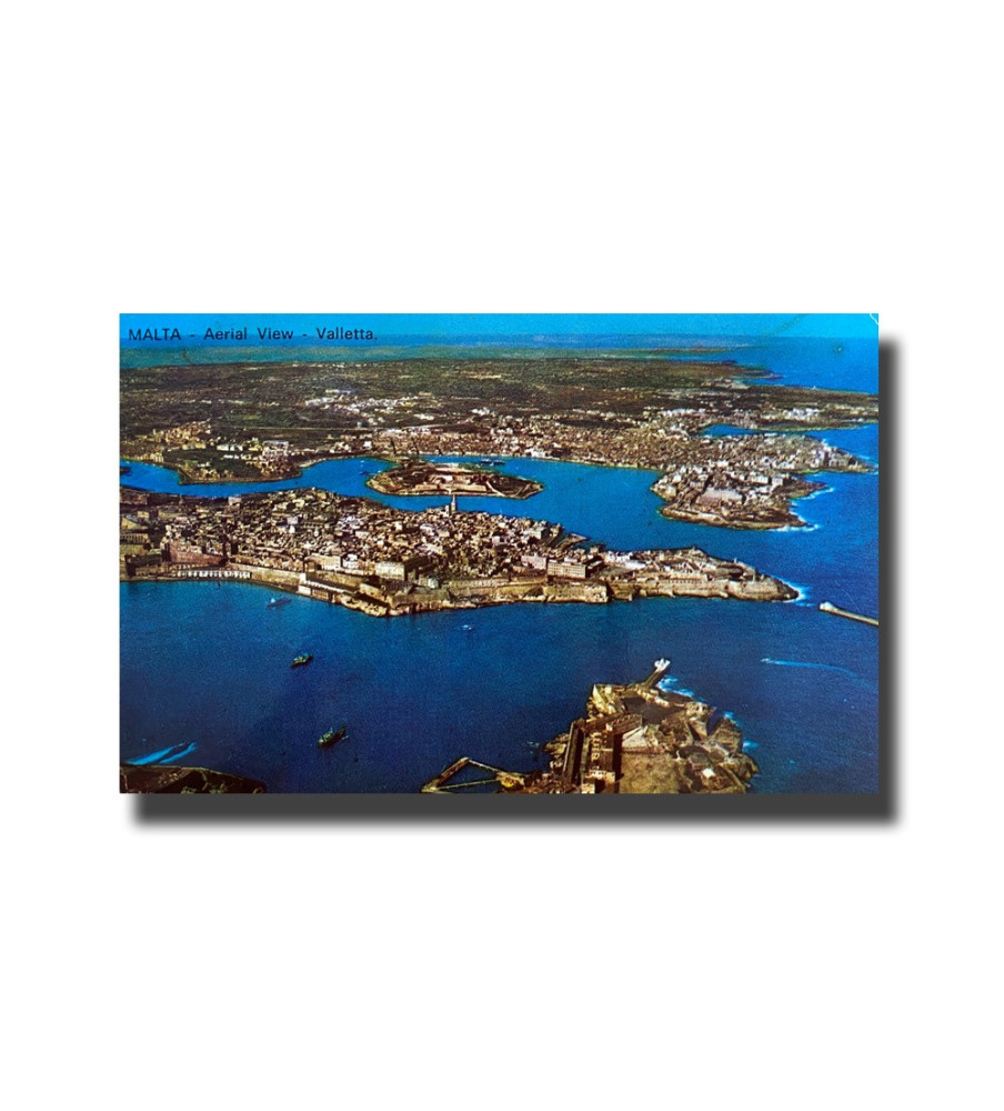 Malta Postcard - Aerial View Valletta, Used With Stamp