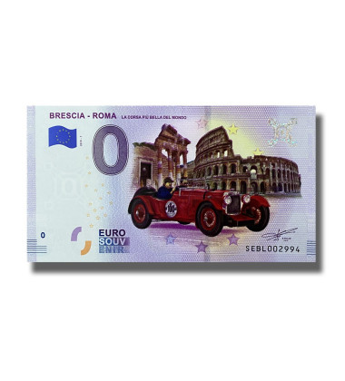 0 Euro Souvenir Banknote Brescia-Roma Colour Italy SEBL 2019-1