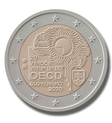 2020 Slovakia 20th Anniversary OECD 2 Euro Coin