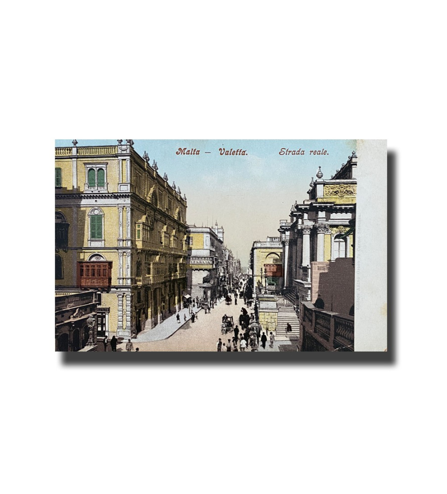 Malta Postcard - Strada Reale Valletta, UPU, Used