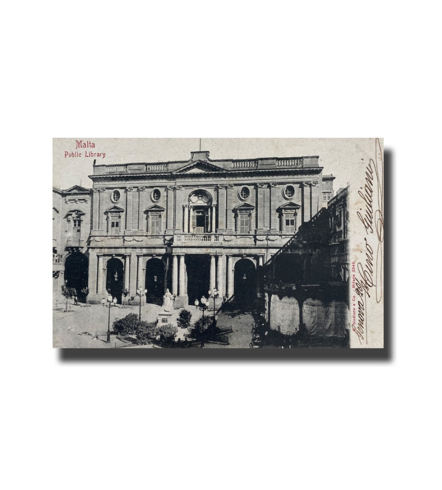 Malta Postcard - Public Library, Used With Stamp and Cancellation