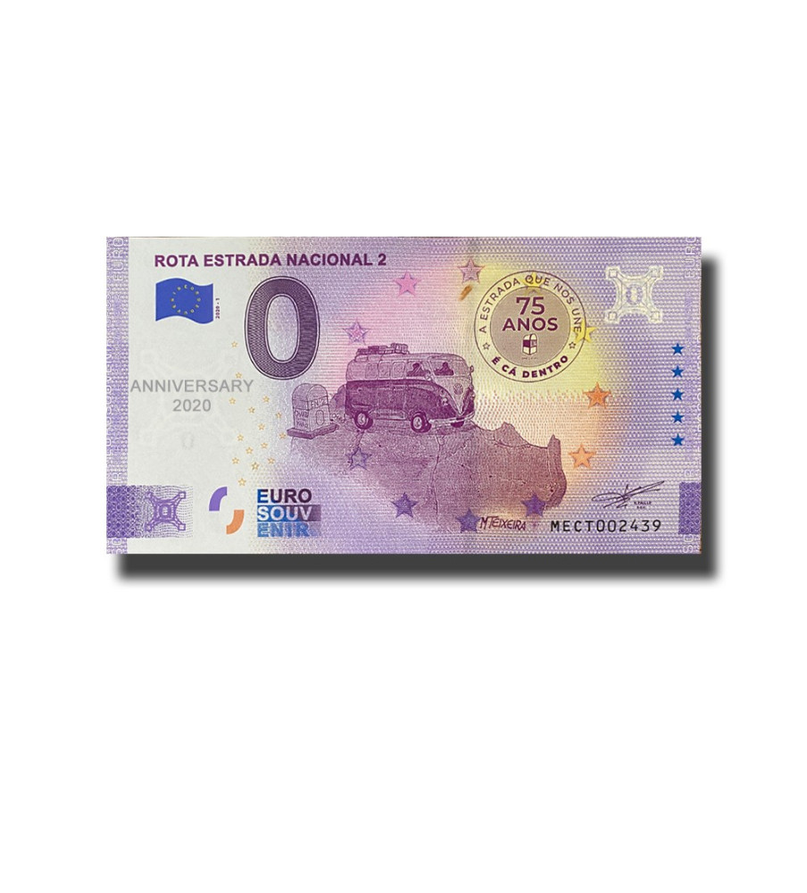 Anniversary 0 Euro Souvenir Banknotes Rota Estrada Nacional 2 Portugal MECT 2020-1