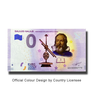 0 Euro Souvenir Banknotes Galileo Galilei Coloured Italy SECD 2020-1