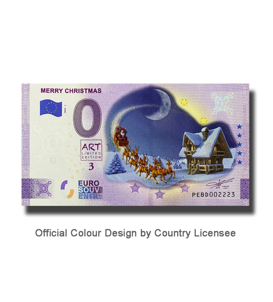 0 Euro Souvenir Banknotes Merry Christmas Colour Netherlands PEBD 2020-1