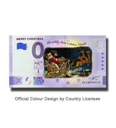 0 Euro Souvenir Banknotes Merry Christmas Coloured Italy SECW 2020-1