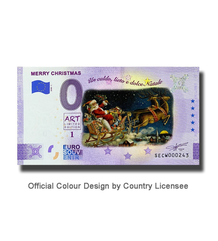 0 Euro Souvenir Banknotes Merry Christmas Colour Italy SECW 2020-1