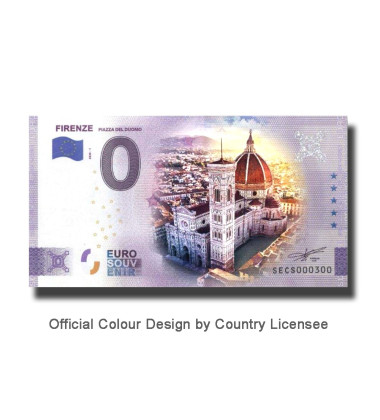 0 Euro Souvenir Banknote Firenze Piazza Duomo Colore Italy SECS 2020-1