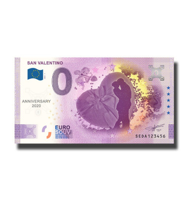 Anniversary 0 Euro Souvenir Banknote San Valentino SEDA 2021-1