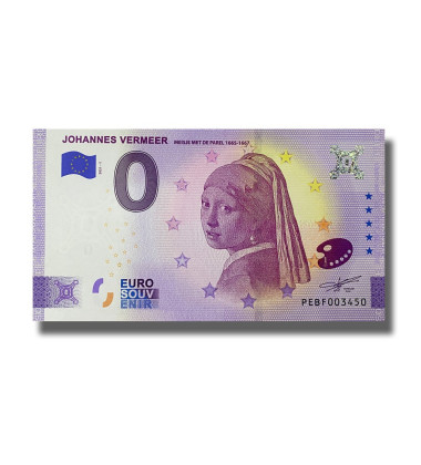 0 Euro Souvenir Banknote Johannes Vermeer Netherlands PEBF 2021-1