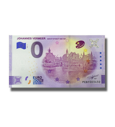 0 Euro Souvenir Banknote Johannes Vermeer Gezicht Op Delft 1660-1661 Netherlands PEBF 2021-2