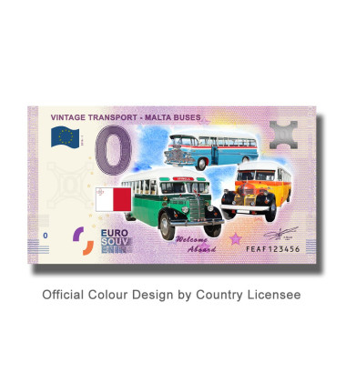 0 Euro Souvenir Banknote Vintage Transport - Buses Colour Malta FEAF 2019-1