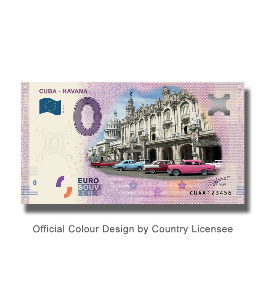 0 Euro Souvenir Banknote Cuba Havana Colour Cuba CUAA 2019-1