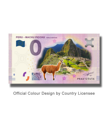 0 Euro Souvenir Banknote Machu Picchu World Heritage Colour Peru PRAA 2019-1