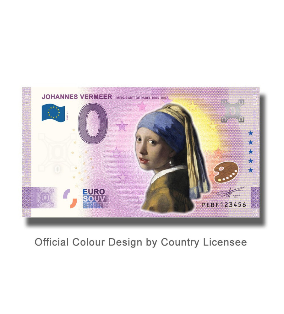 0 Euro Souvenir Banknote Johannes Vermeer Colour Netherlands PEBF 2021-1