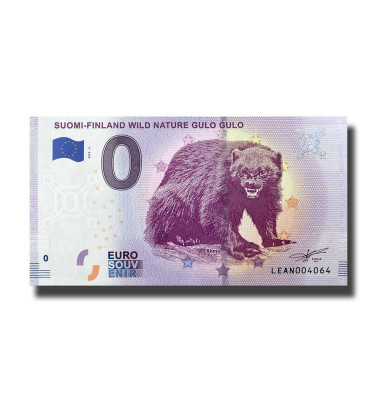 0 Euro Souvenir Banknote Suomi Finland Wild Nature Gulo Gulo Finland LEAN 2019-3