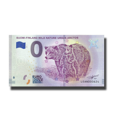 0 Euro Souvenir Banknote Suomi Finland Wild Nature Ursus Arctos Finland LEAN 2018-1