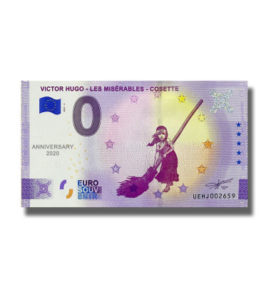 Anniversary 0 Euro Souvenir Banknote Victor Hugo Les Miserables Cosette France UEHJ 2021-5