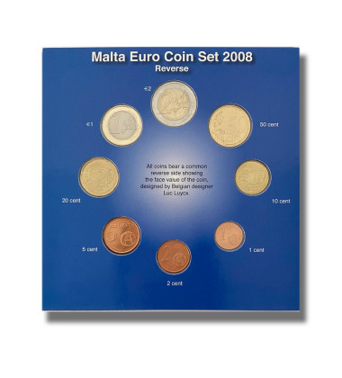 2008 Malta Euro Coins Full Set of Certification Coins from 1 cent to 2 euro