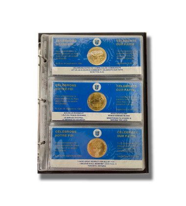 1984 Canada Papal Visit Medal Set of 15 Color Gold with Certificate of Authenticity