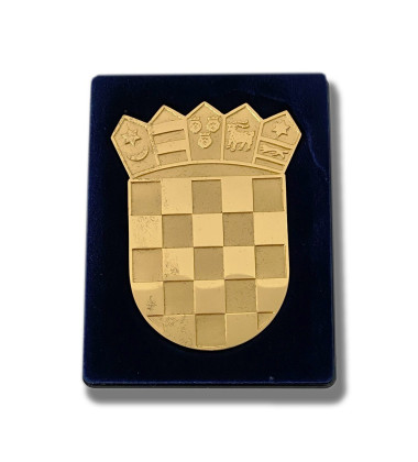 1993 Ireland Plaque Matte Gold color with checkered pattern