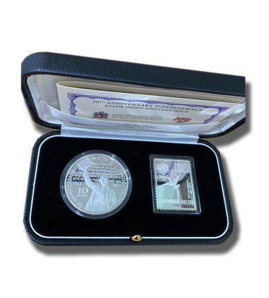 1964-2014 Malta Medal and Stamp Silver 999/925 50th Anniversary Independence